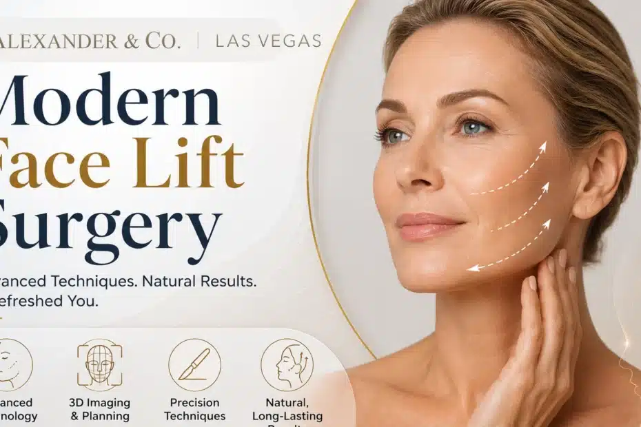 Surgeon reviewing 3D facial imaging before a modern face lift procedure