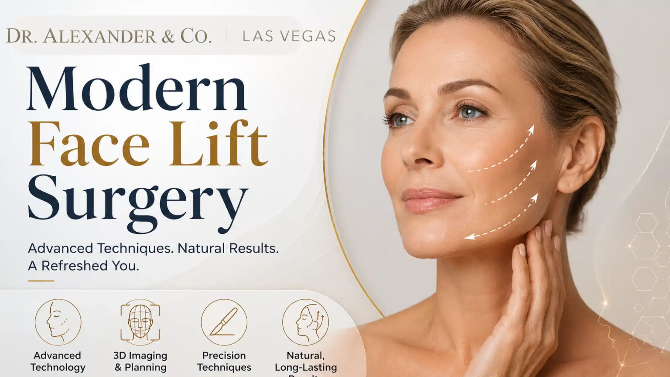 Surgeon reviewing 3D facial imaging before a modern face lift procedure